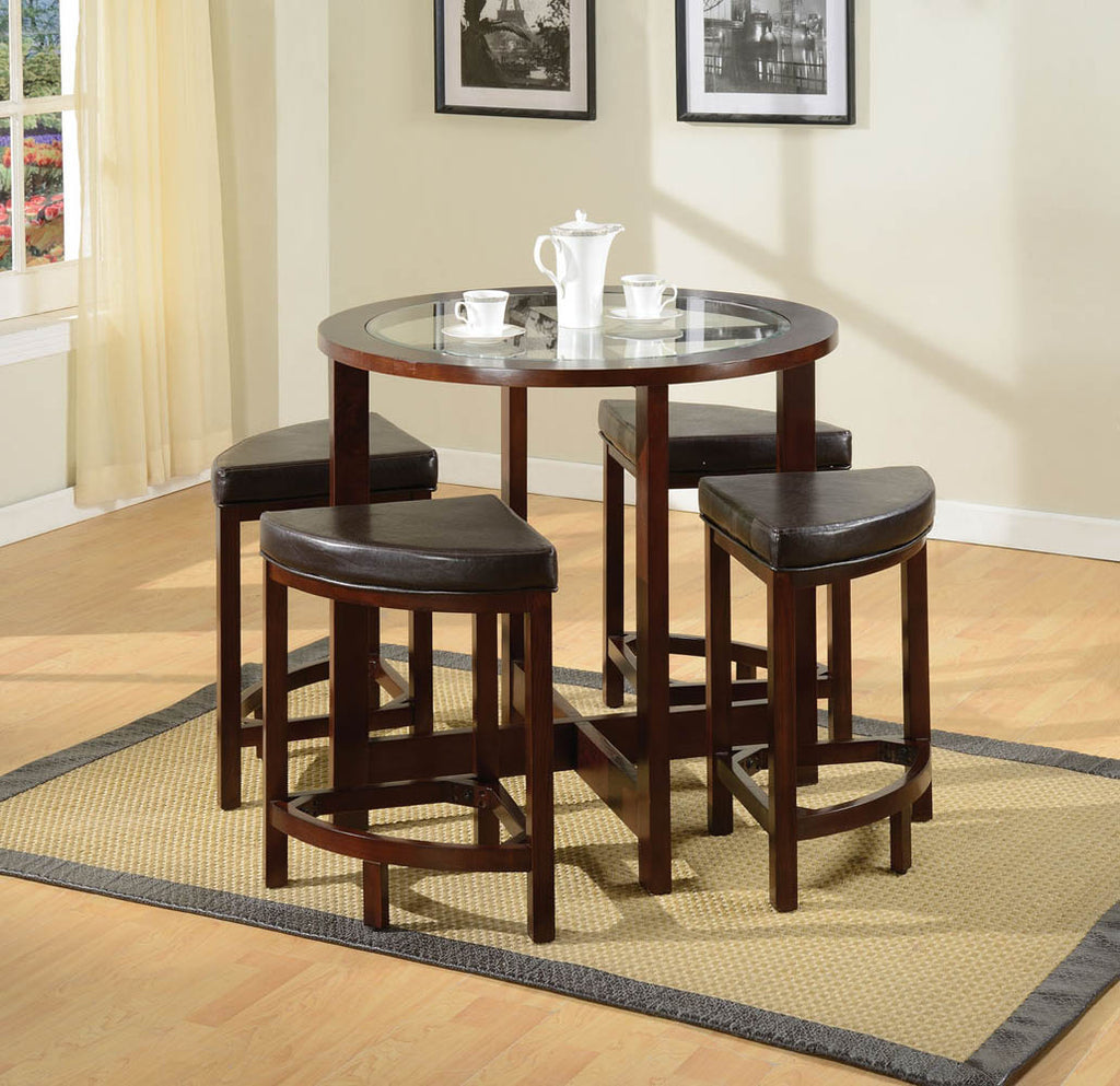 5 Piece Espresso Finish Counter Height Table Set