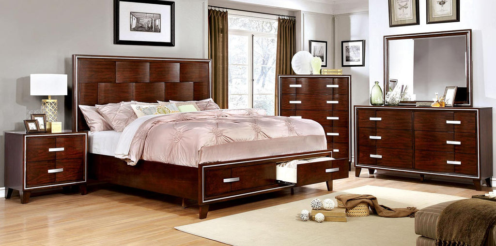 Brown Cherry Finished Bed Set