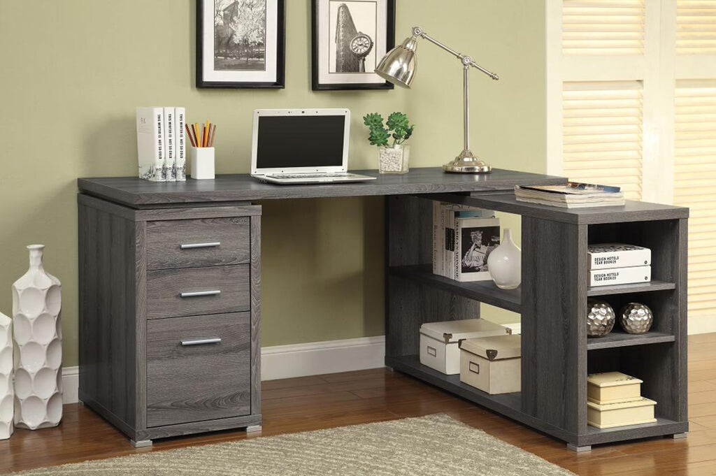 L - Shaped Grey Finish Desk