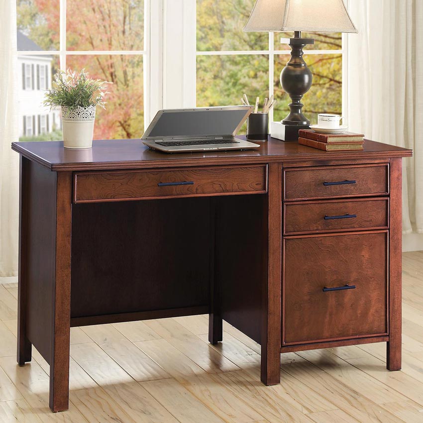 Cherry Writing Desk with File Drawer and Outlet