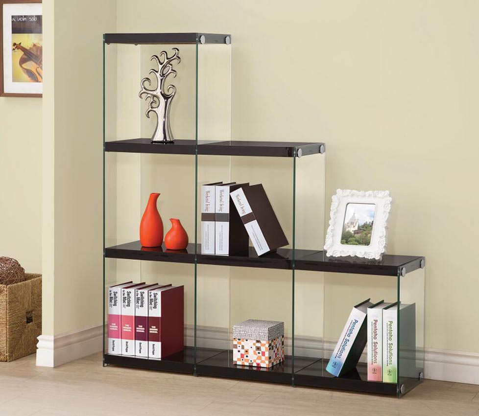 Glossy Black Book Shelf