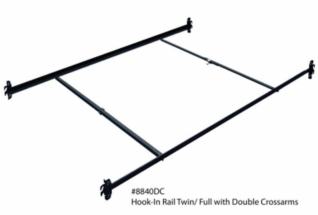Twin/Full Metal Bed Frame Rail 76" with Double Crossarms