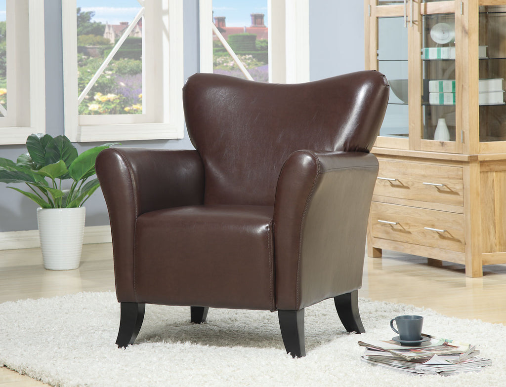 Brown Faux Leather Accent Chair