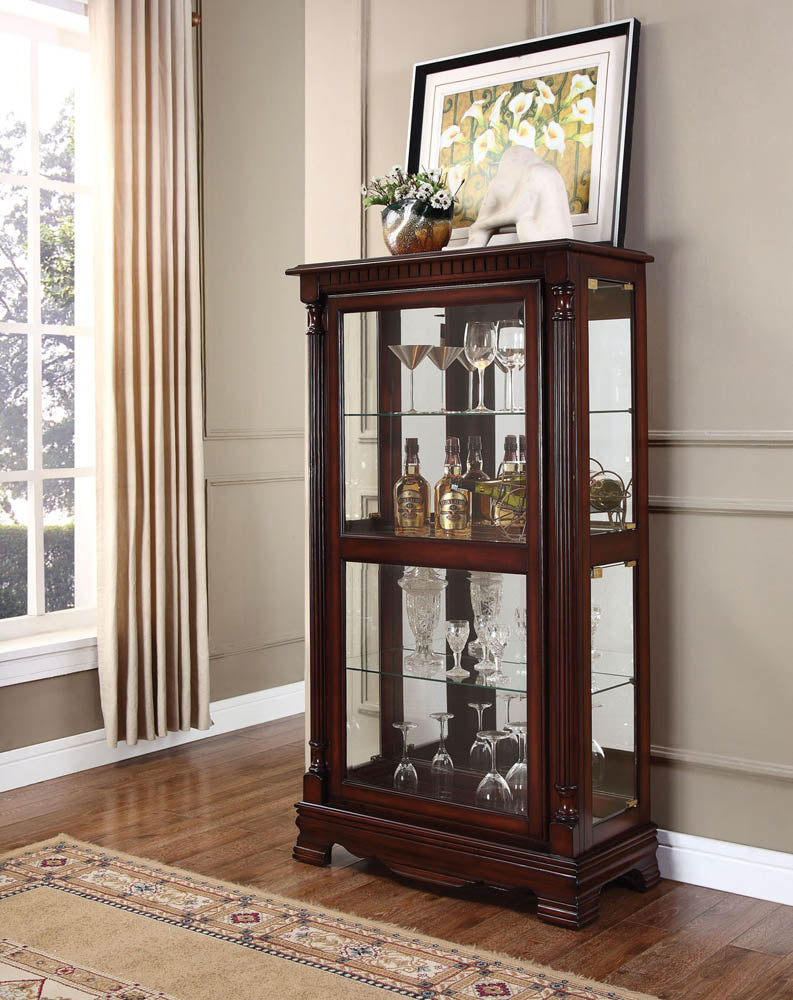 Cherry Finish Curio Cabinet with 4 side doors