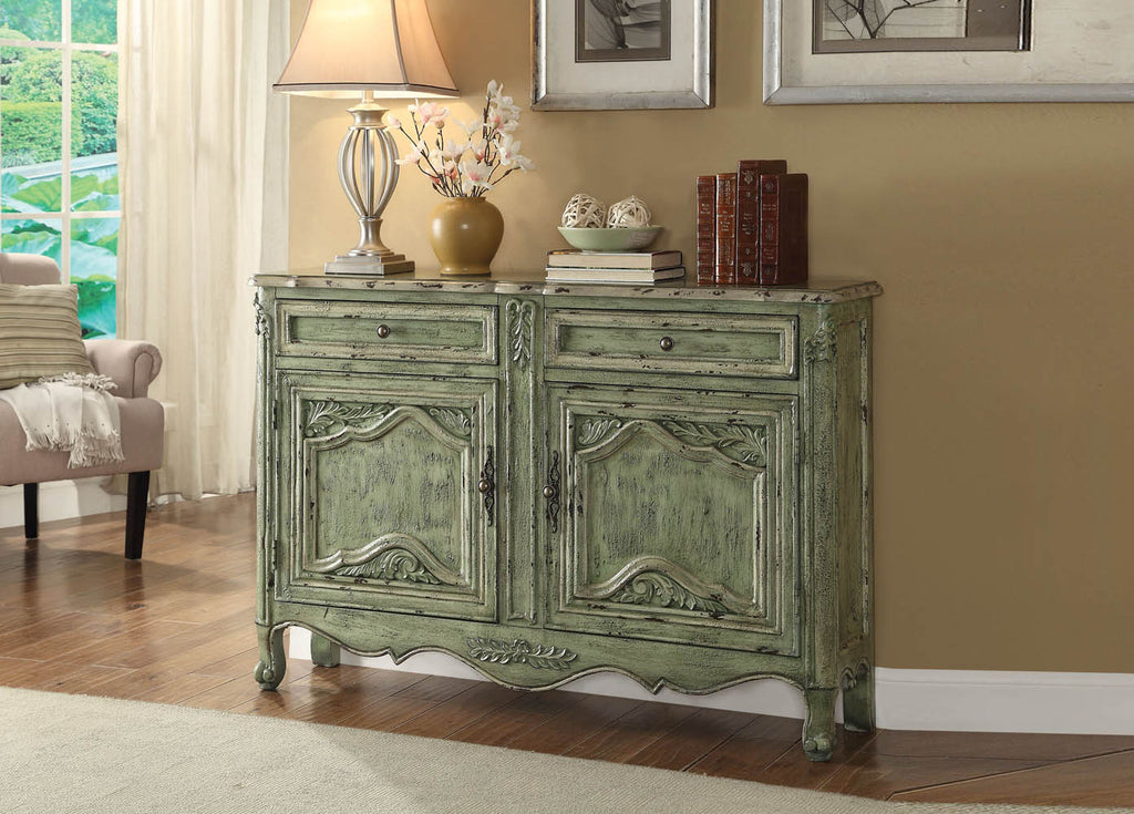 Antique Green Finish Console Table