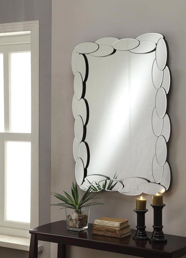 Accent Mirrors Rectangular Mirror with Mirrored Oval Frame