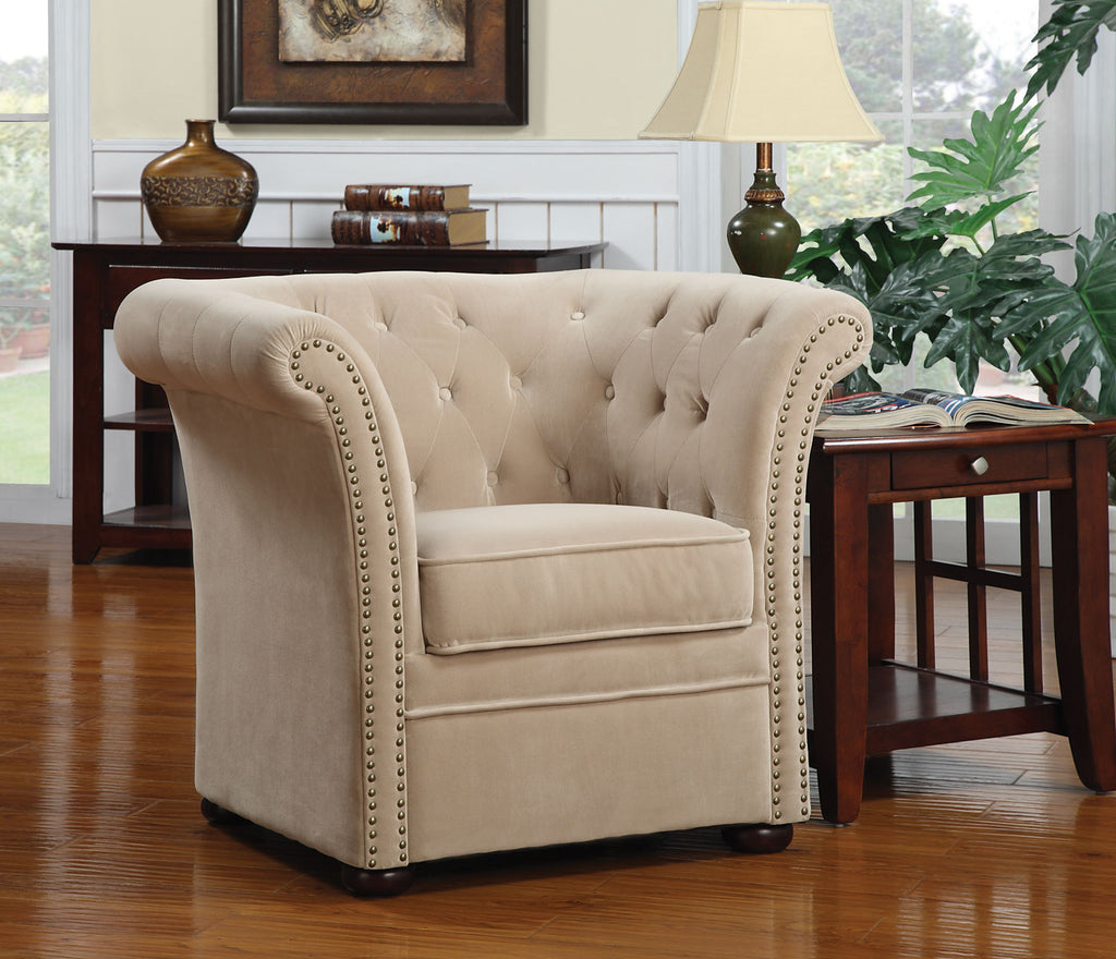 High Back Beige Accent Chair