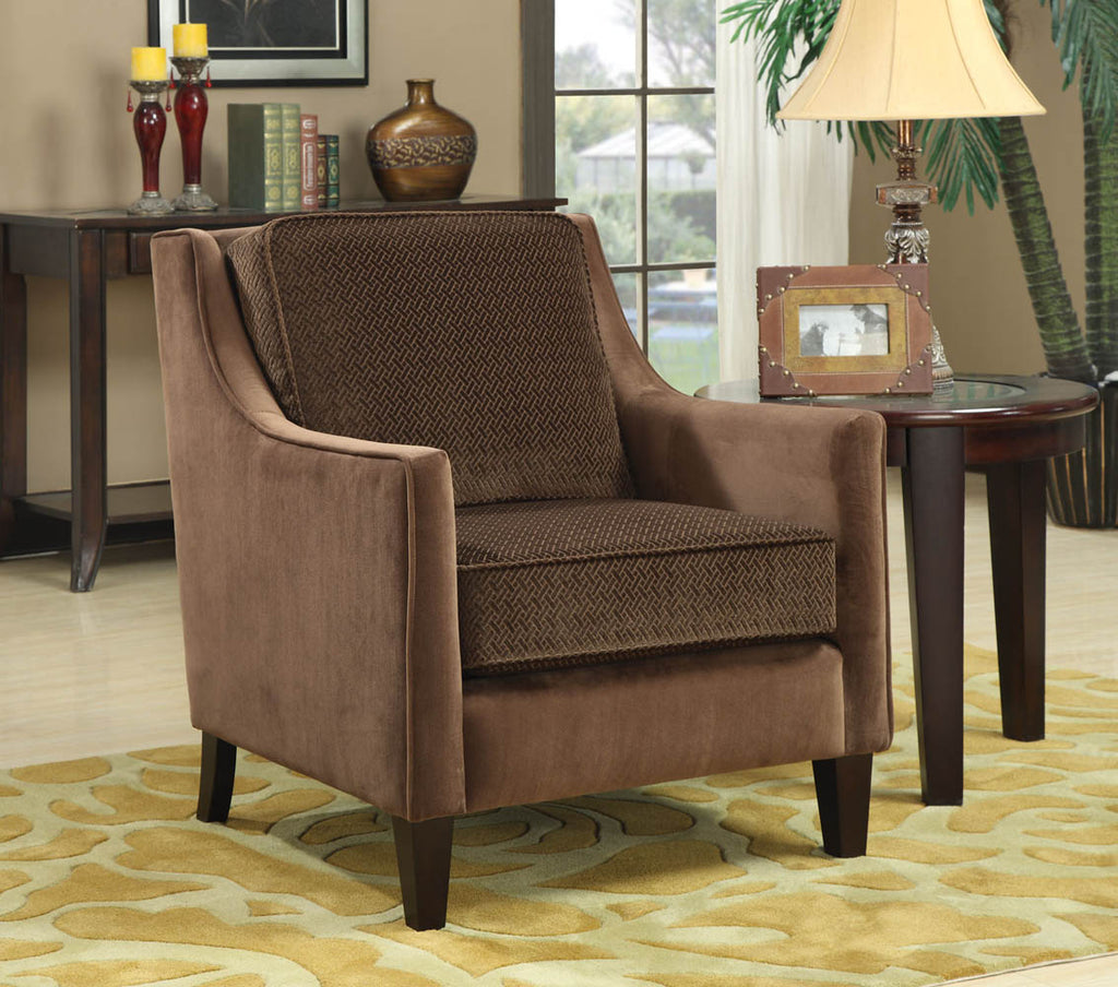 Basket-Weave Micro velvet Accent Brown Chair