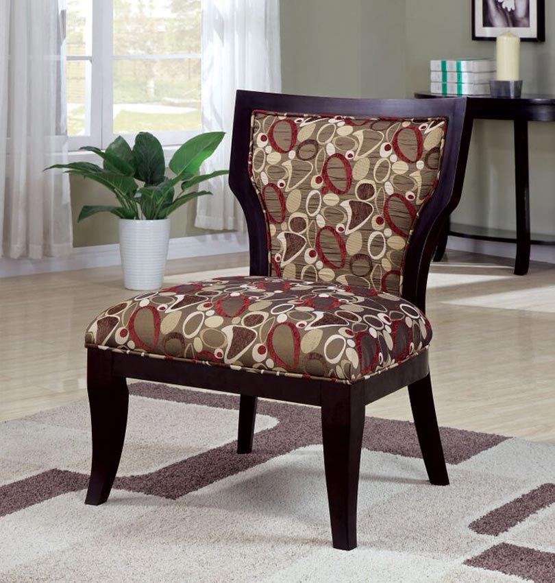 Brown, Red, and Taupe Accent Chair