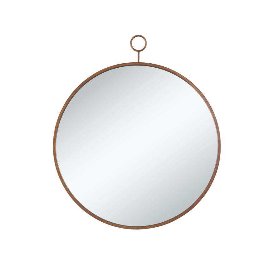 Circular Mirror with Simple Gold Frame