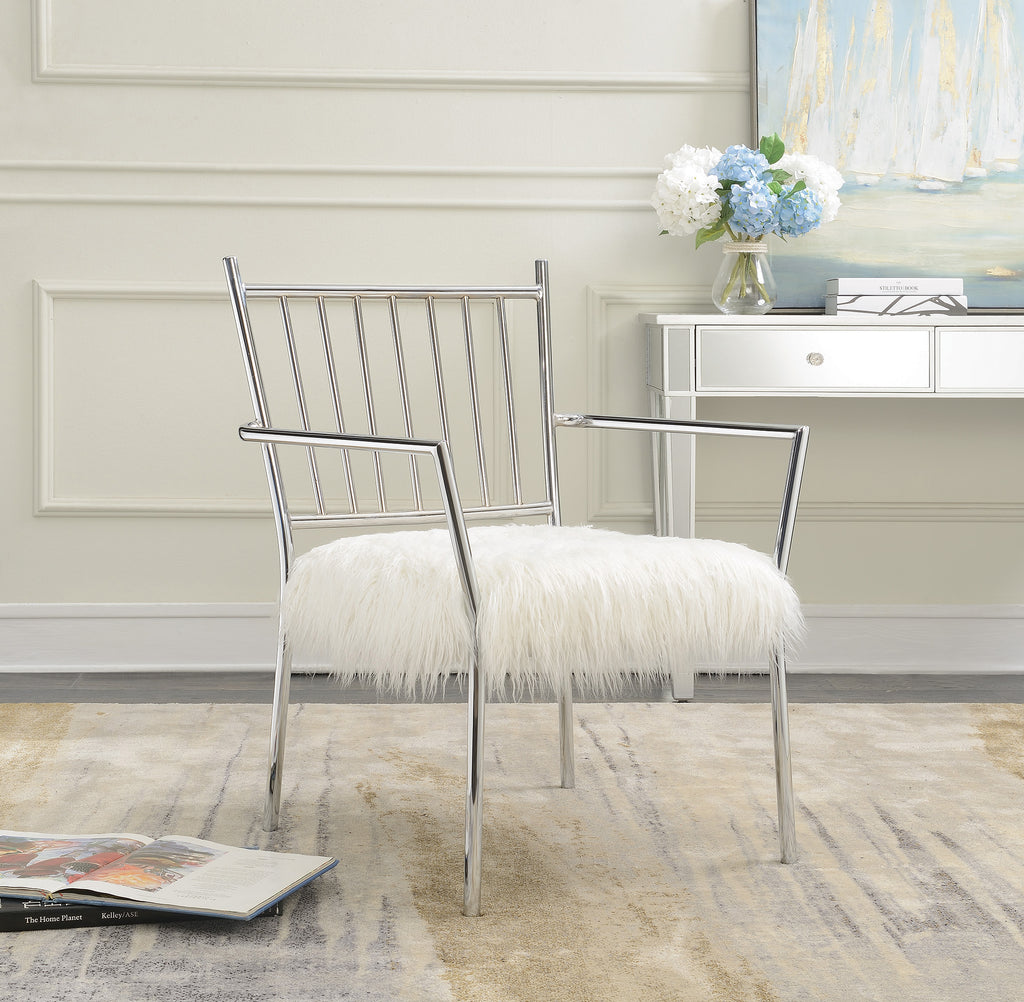 Contemporary Accent Chair with Faux Sheepskin
