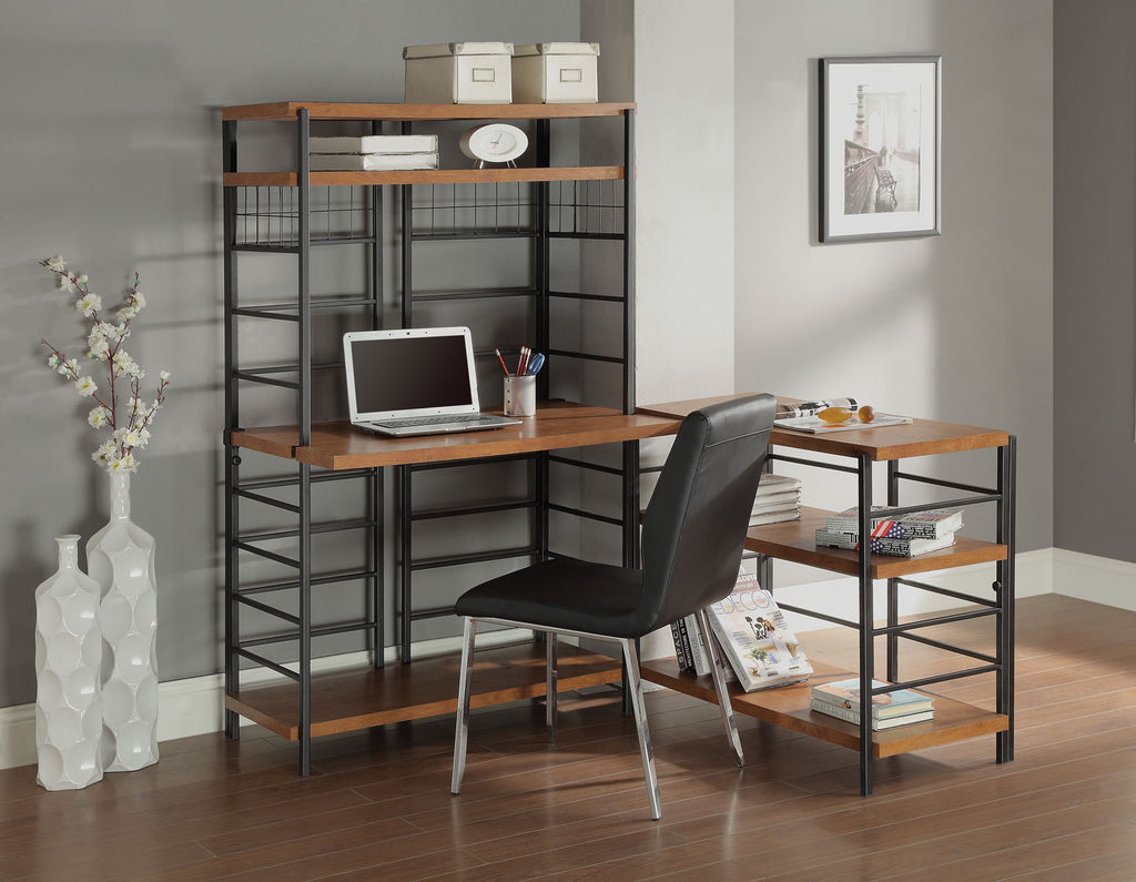 Metal Gray Finish Desks with Adjustable Shelf