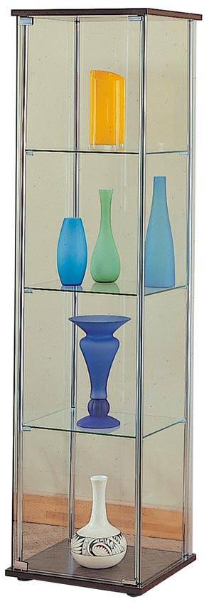 Glass Curio with Cappuccino Top and Bottom