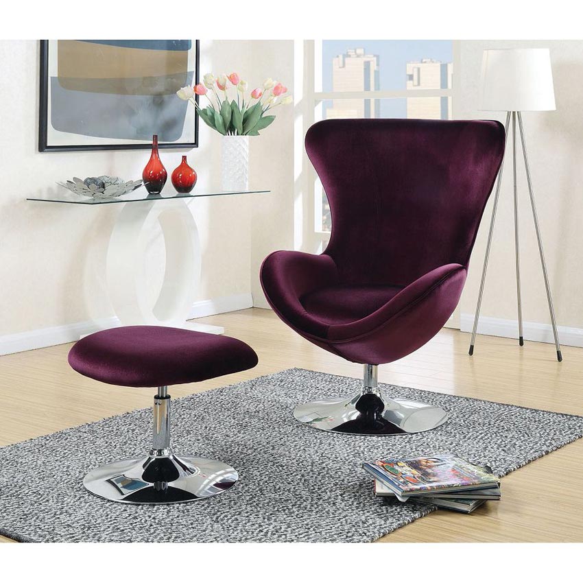 Modern Flannelette Accent Chair with Ottoman