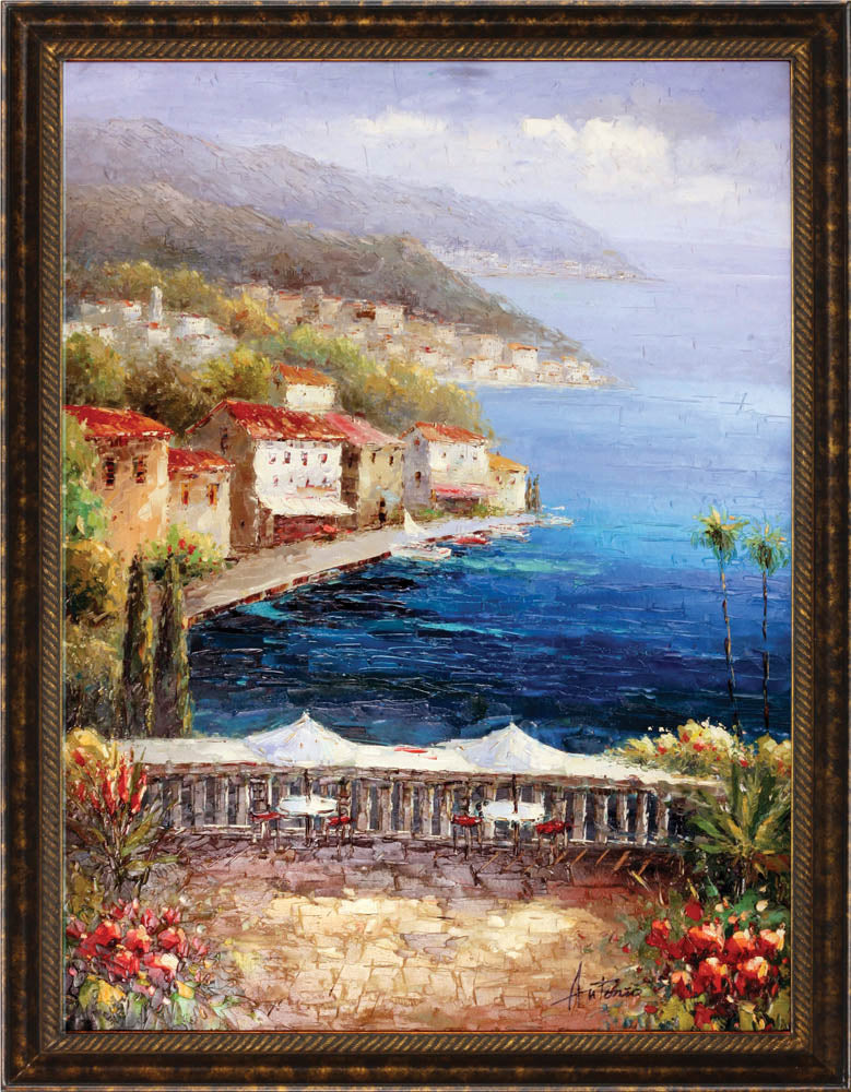 Mediterranean Coffee Central Oil Canvas Painting