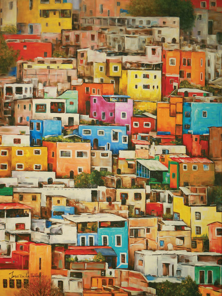 Colorful Town Oil Canvas Painting