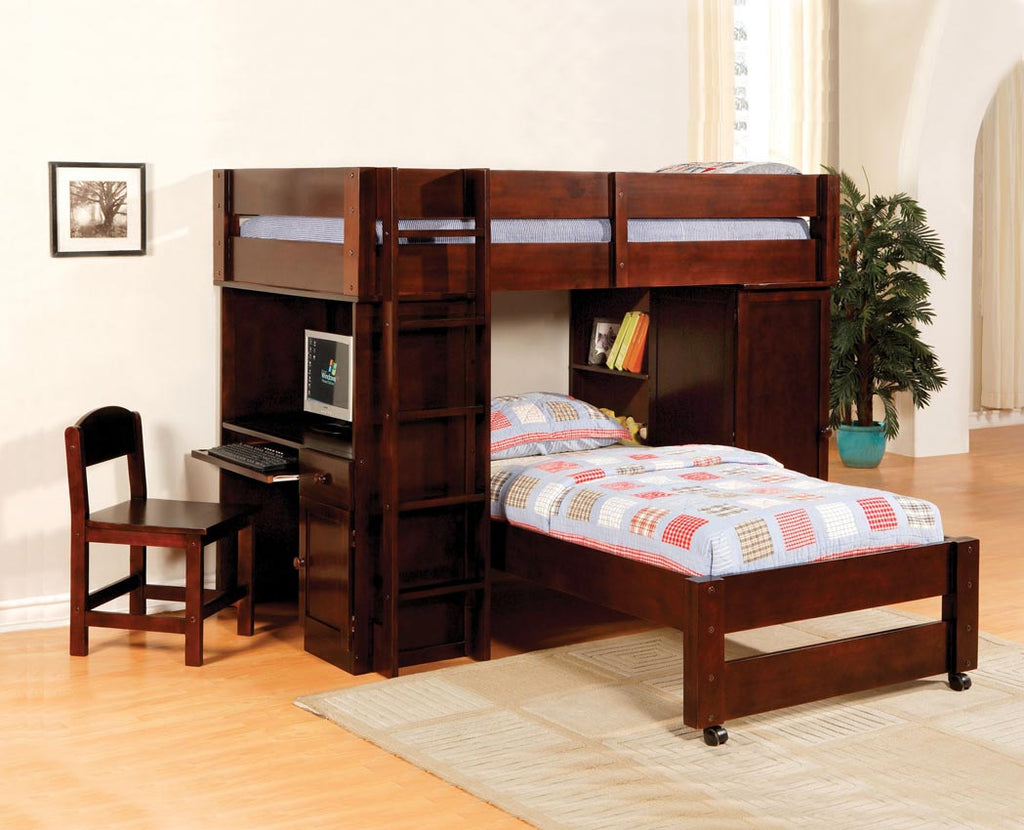All-in-one Wooden  Twin Loft Bed with Desk