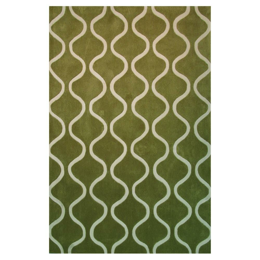 Green and White Area Rug
