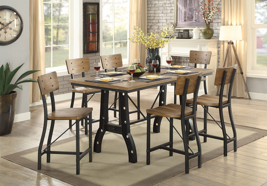 6 Pcs industrial Styled Dining Table with bench