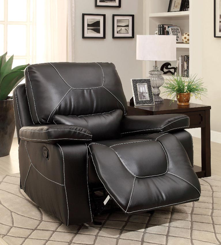 2 Pcs Black Leather Sofa Set
