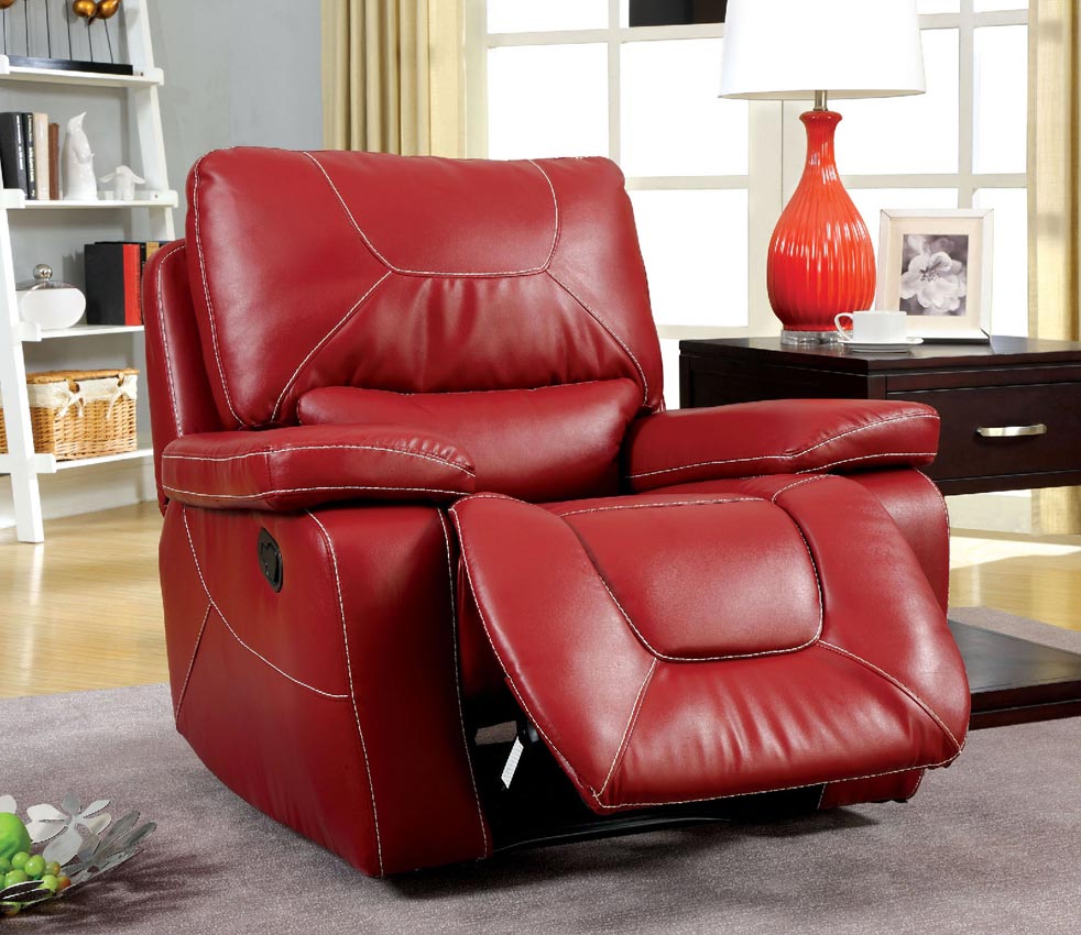 Red Leather Recliner Chair