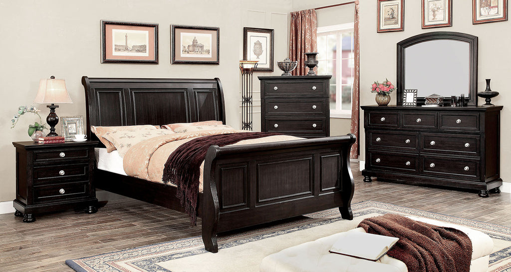 Transitional Style Espresso Finish Bed Frame