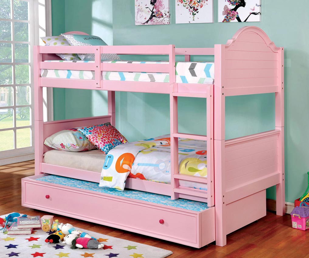 Denise Twin/Twin Pink Bunk Bed
