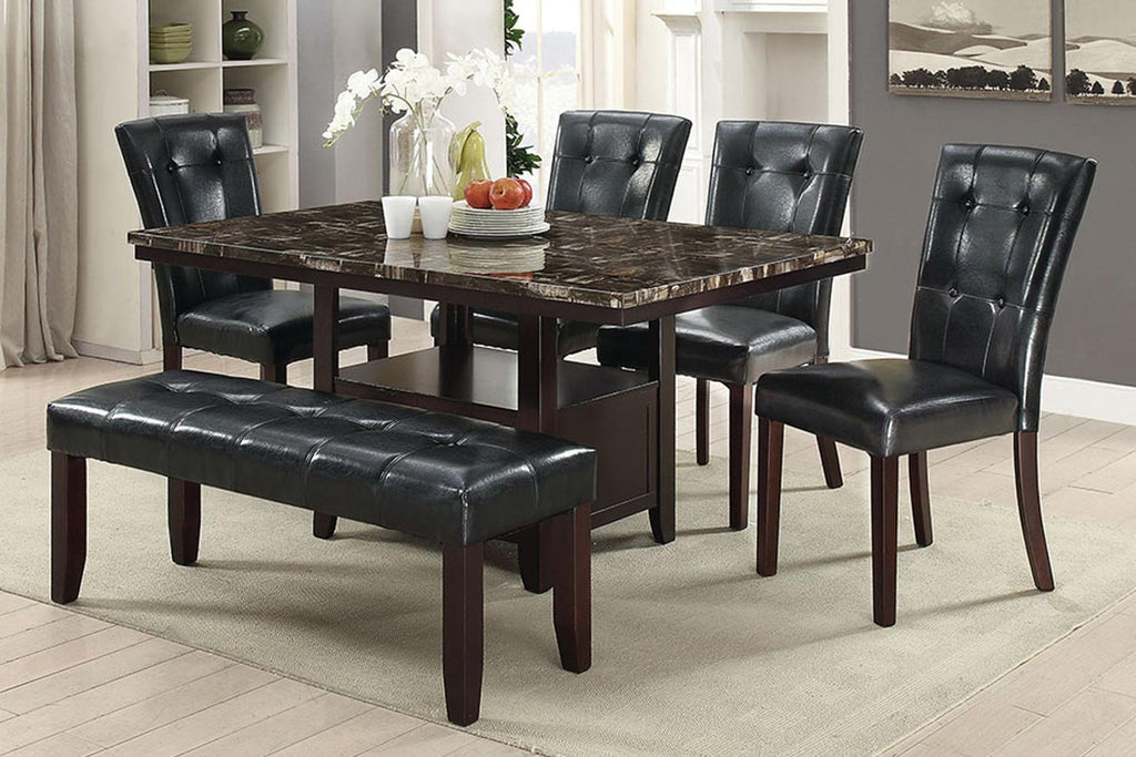 6 Pcs Faux Marble Dining with Bench
