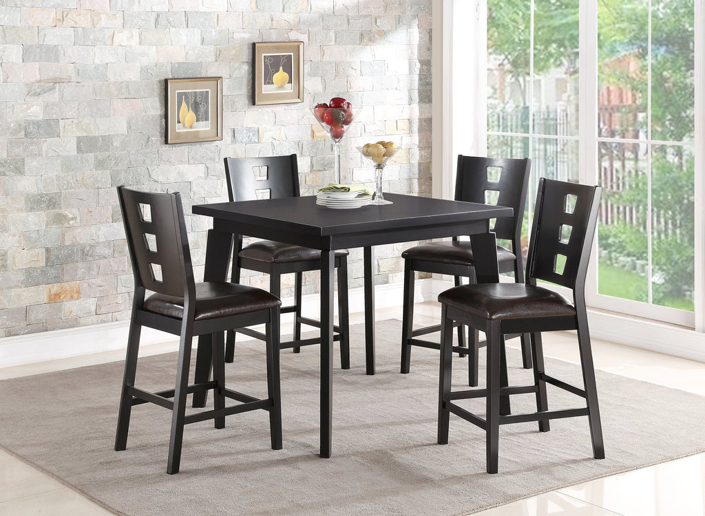 5 Pcs Wooden TopBlack Finish Counter Height Table Set