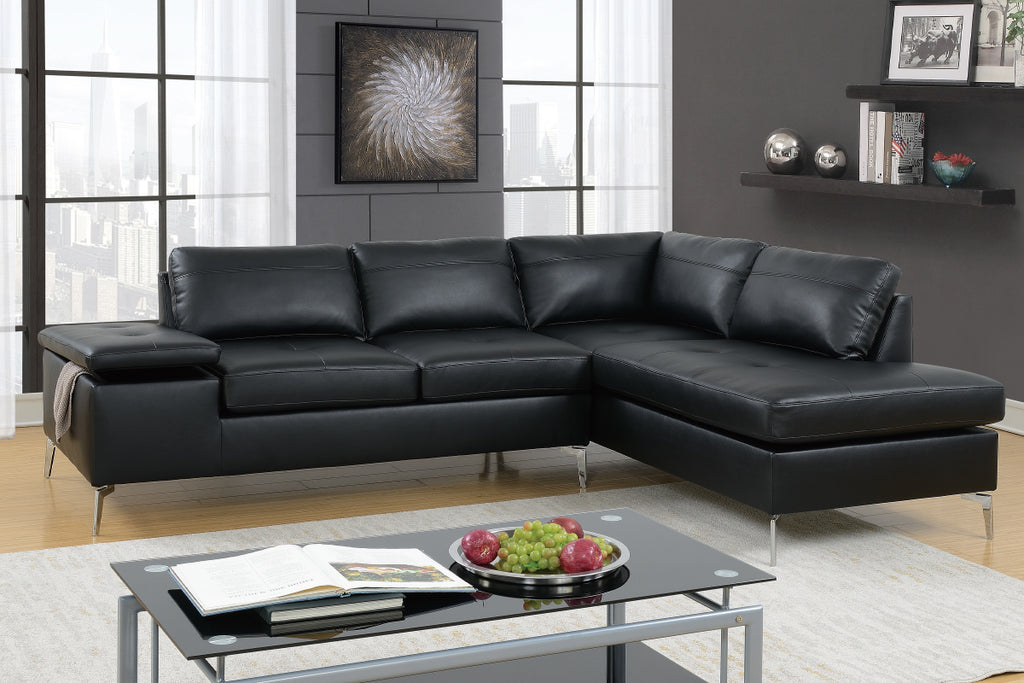 Black Leatherette Sectional