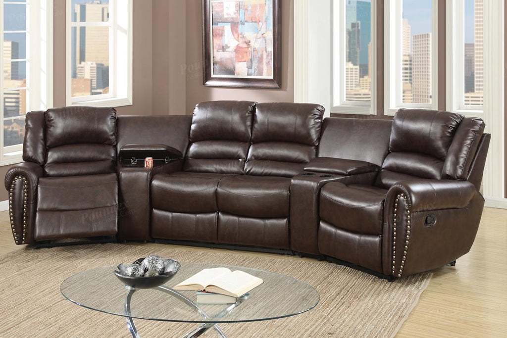 5 Pcs Reclining Home Theater Brown Sectional