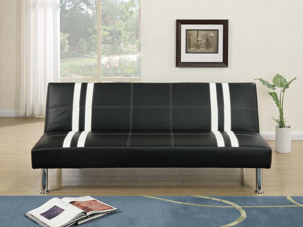 Black and White Faux Leather Sofa Bed