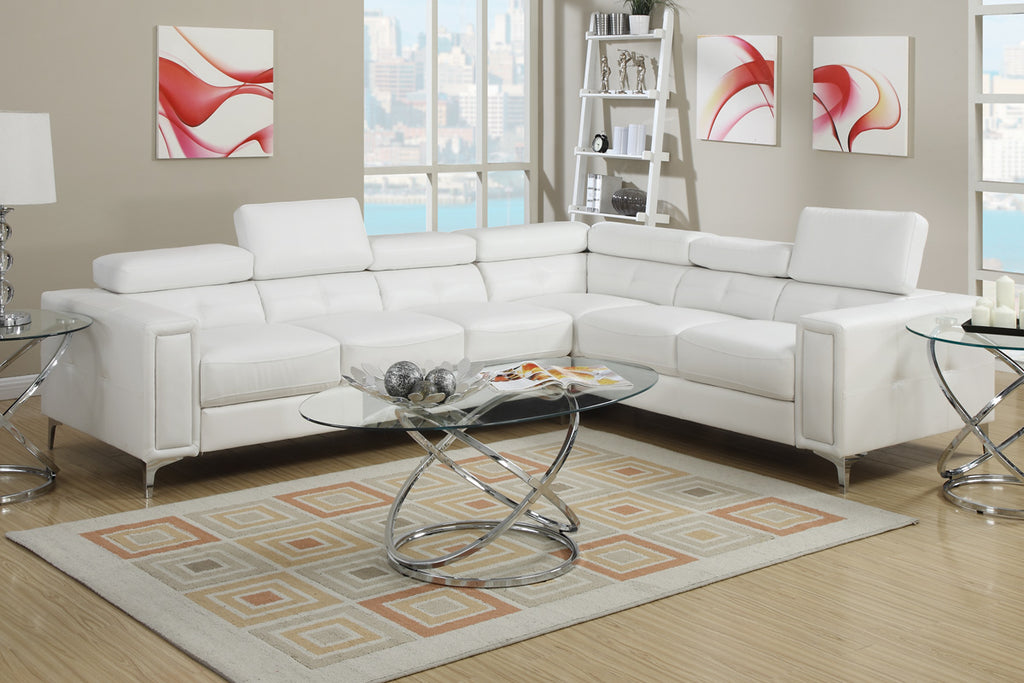 2 Piece Cream Leatherette Modern Sofa Set