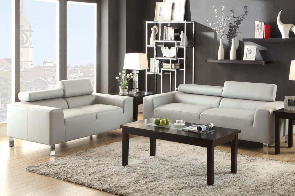 2 Piece White Modern Sofa Set