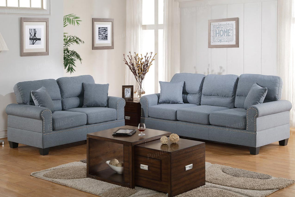2 Pcs Grey Sofa Set