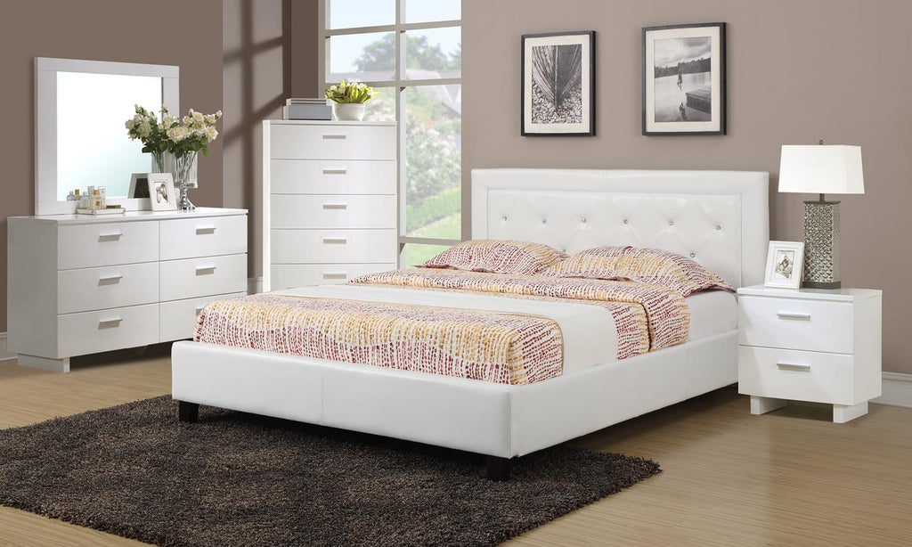 White Leatherette Bed Frame