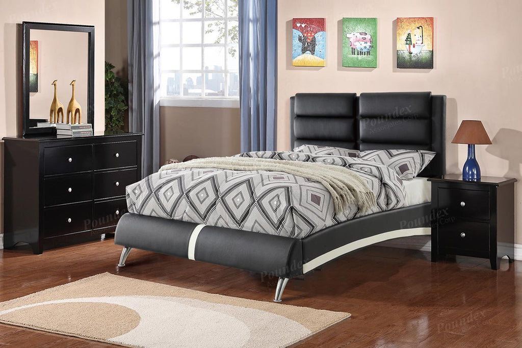 Black Faux Leather Bed Frame