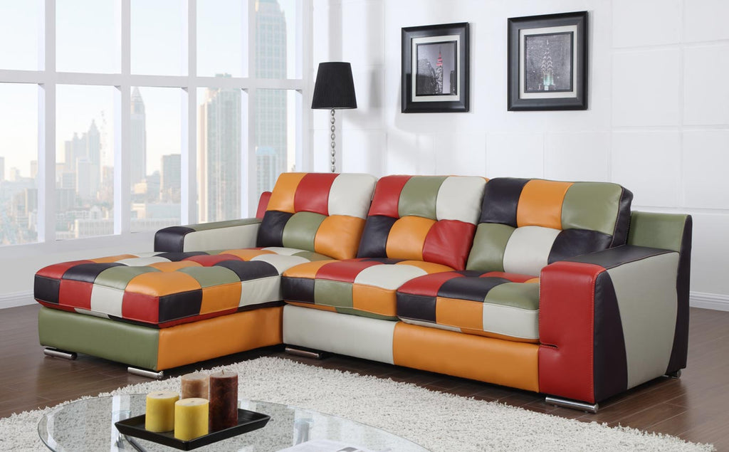 Multi Color Leatherette Sectional