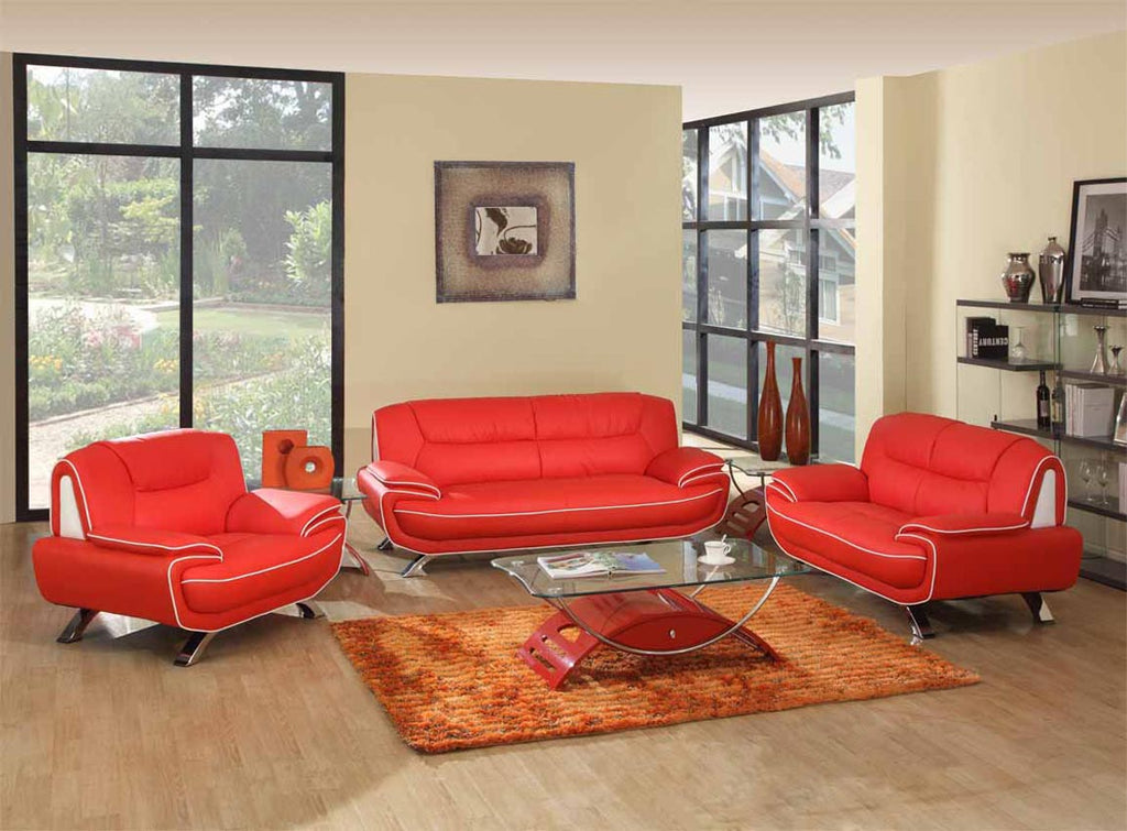 2 Pcs Red Living Room Set