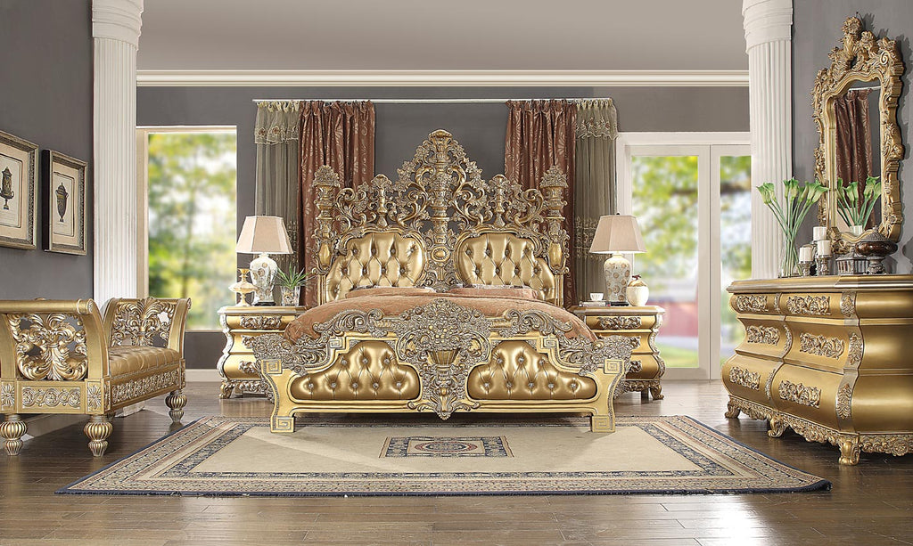 Antique Style Gold Finish Bed Frame