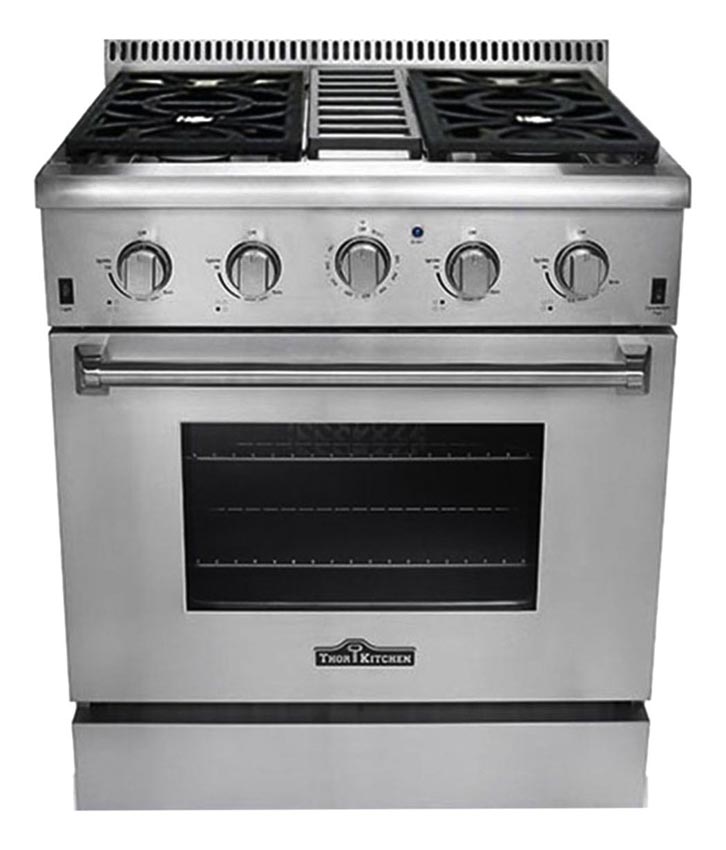 Thor Kitchen 30" Freestanding Gas Range with 4.2 cu. ft. Oven 4 Burners Commercial Convection Fan
