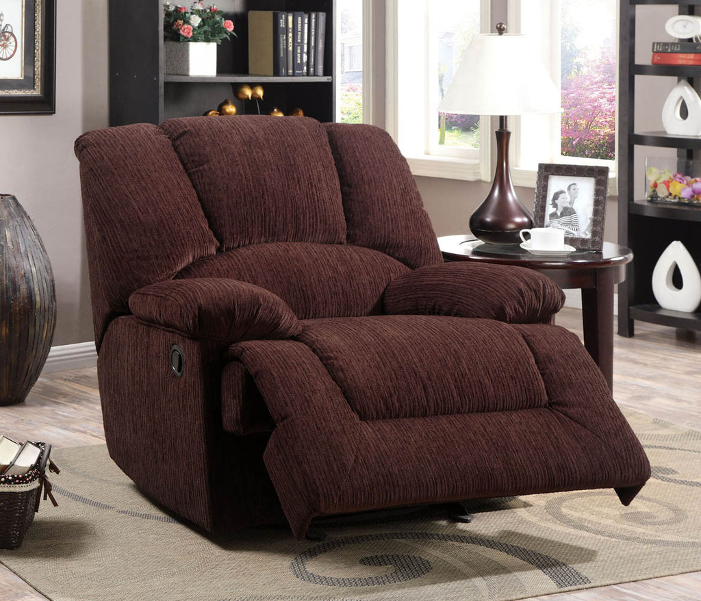 Chocolate Chenille Fabric Recliner