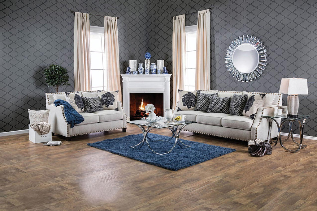 2 Pcs Contemporary Beige Sofa Set