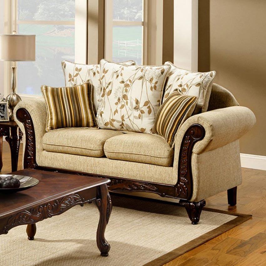 Traditional Beige Love Seat