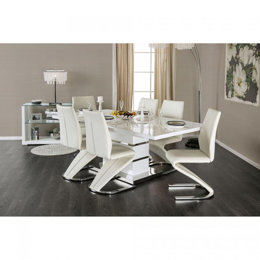7 Pcs White Contemporary Dining