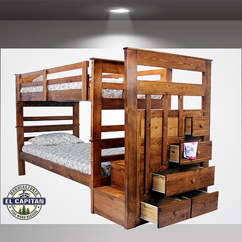 Solid Wood Twin Bunk with Stair case