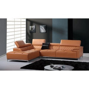 Divani Casa Citadel Modern Orange Italian Leather Sectional Sofa
