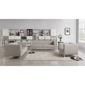Divani Casa Dominic Modern Grey Fabric Sofa Set