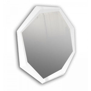 A&X Octagon - Modern White Crocodile Lacquer Mirror