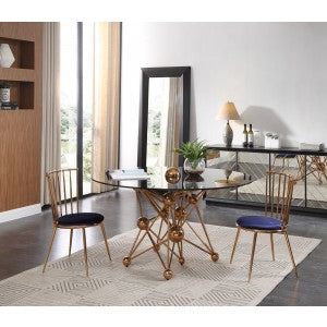 Modrest Brenna Modern Smoked Glass & Rosegold Round Dining Table